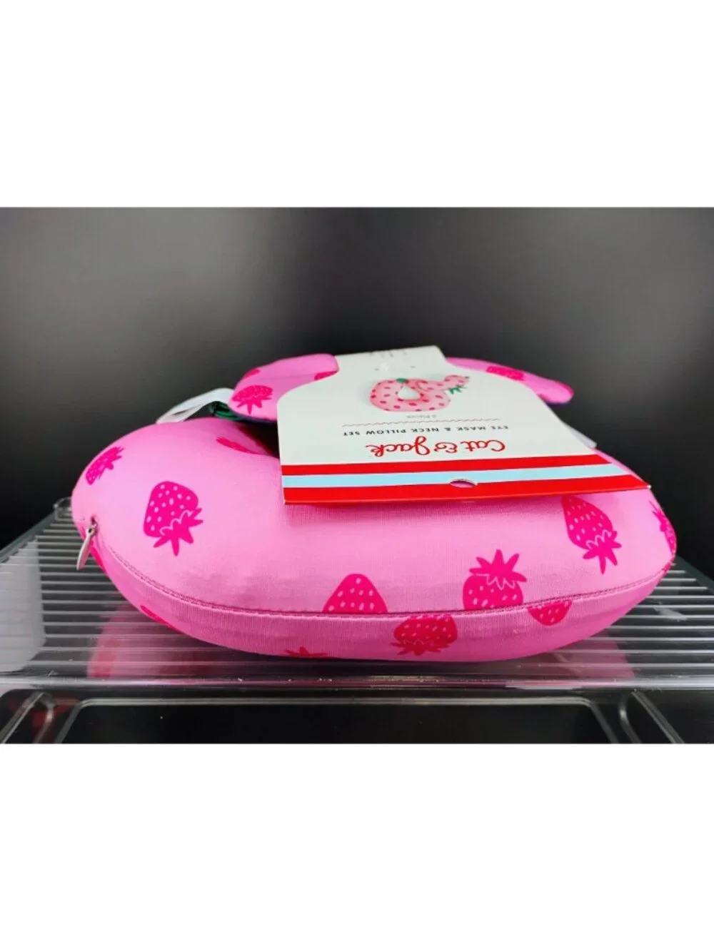 Cat & Jack Strawberry Print Neck Pillow & Eye Mask Set